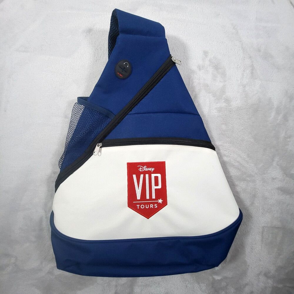 Disney Parks VIP Tours Sling Bag Blue White Crossbody Backpack Shoulder Travel